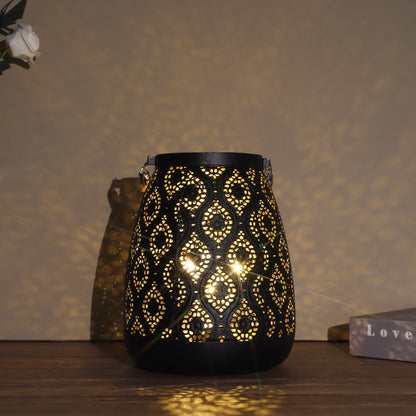 Skorter | Moroccan Style Black Metal Battery Operated Table Lamp - Cordless Lamp