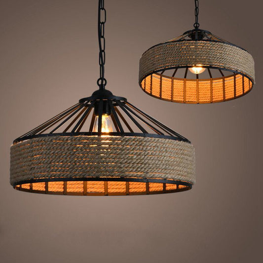 Iron Hand Braiding Rope Pendant Light