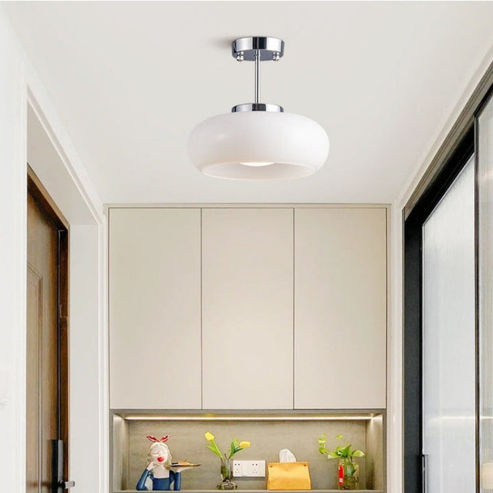 Bärnstensfärgad rund taklampa i glas 