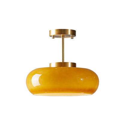 Amber Round Glass Ceiling Light