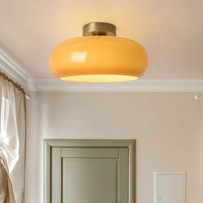 Amber Round Glass Ceiling Light