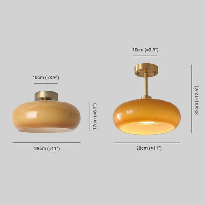 Amber Round Glass Ceiling Light