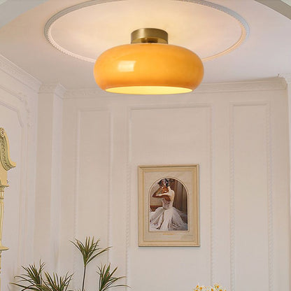 Amber Round Glass Ceiling Light