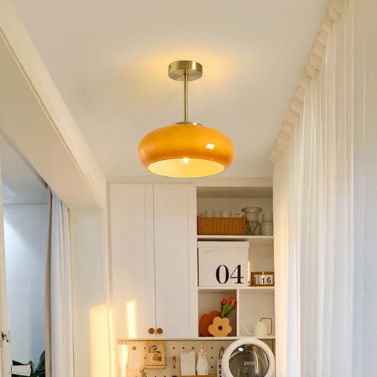 Amber Round Glass Ceiling Light