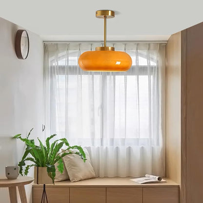 Amber Round Glass Ceiling Light