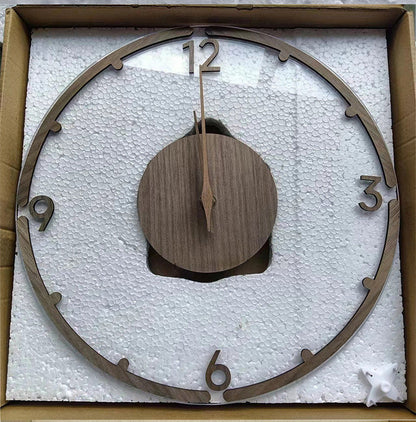 Nordic Design Silent Wall Clock 12 Inches Walnut Wood