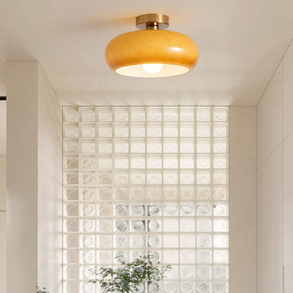 Amber Round Glass Ceiling Light