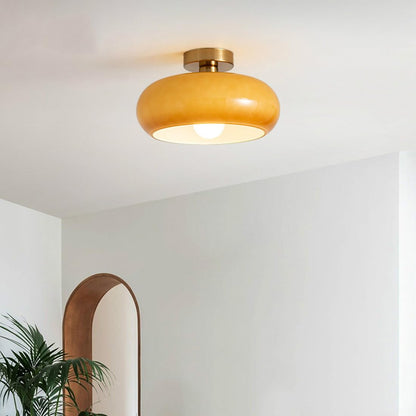 Amber Round Glass Ceiling Light