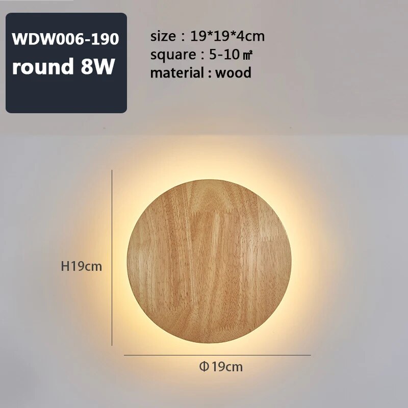 Wood Round LED Wall Lamp