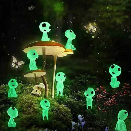1/10 Pcs Anime Glowing Tree Elf Miniature Garden Decoration Luminous Alien Fairy Garden Home Decor Resin Figure Kawaii Accessor