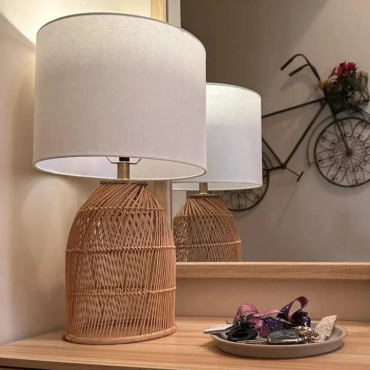 Woven Rattan Drum Lamp