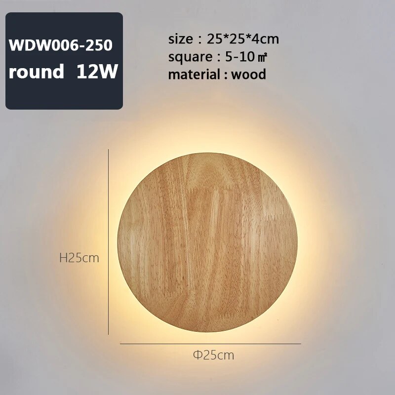 Wood Round LED Wall Lamp