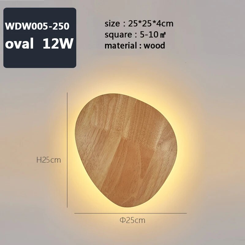 Wood Round LED Wall Lamp