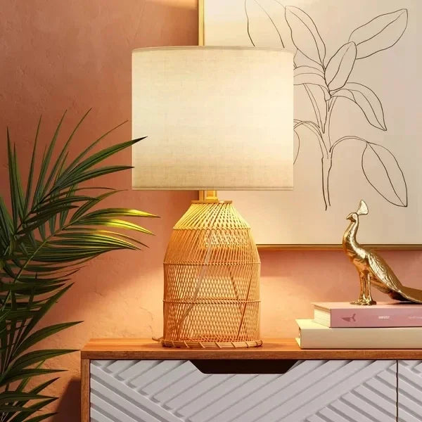 Woven Rattan Drum Lamp