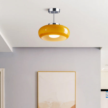 Amber Round Glass Ceiling Light