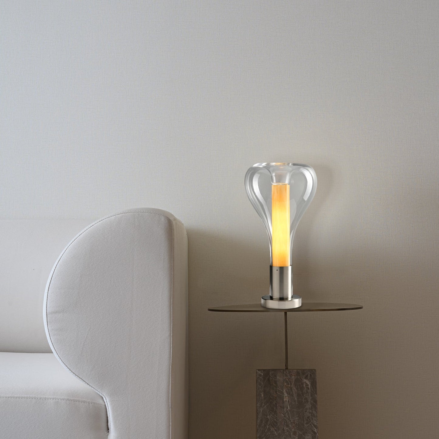 Round Translucent Wood Grain Glass Table Lamp - ERIS Table Lamp